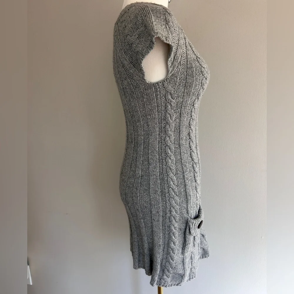 Y2K ABERCROMBIE Cable Knit V-Neck Sweater Dress Preppy Coquette Kid L / Women XS